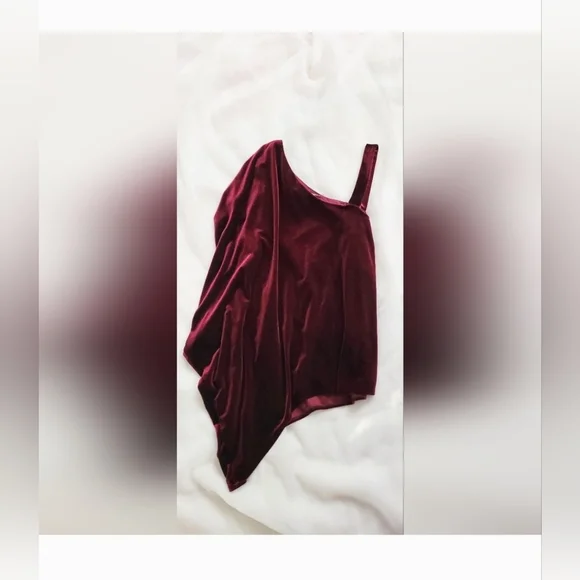 NWOT! Chic Velvet Burgundy Asymmetrical Women's Holiday Blouse Size Medium - Picture 11 of 15